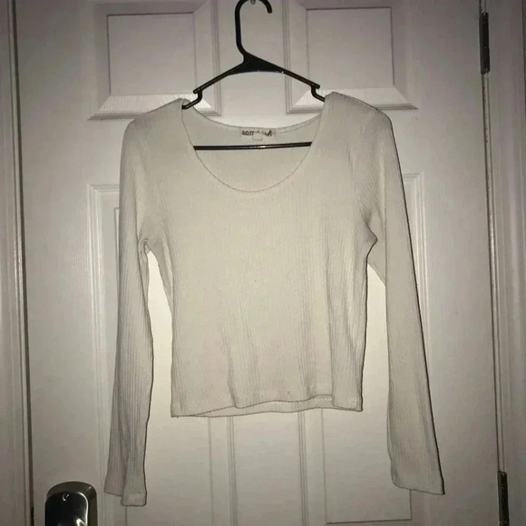 White Ribbed Top - Picture 1 of 3
